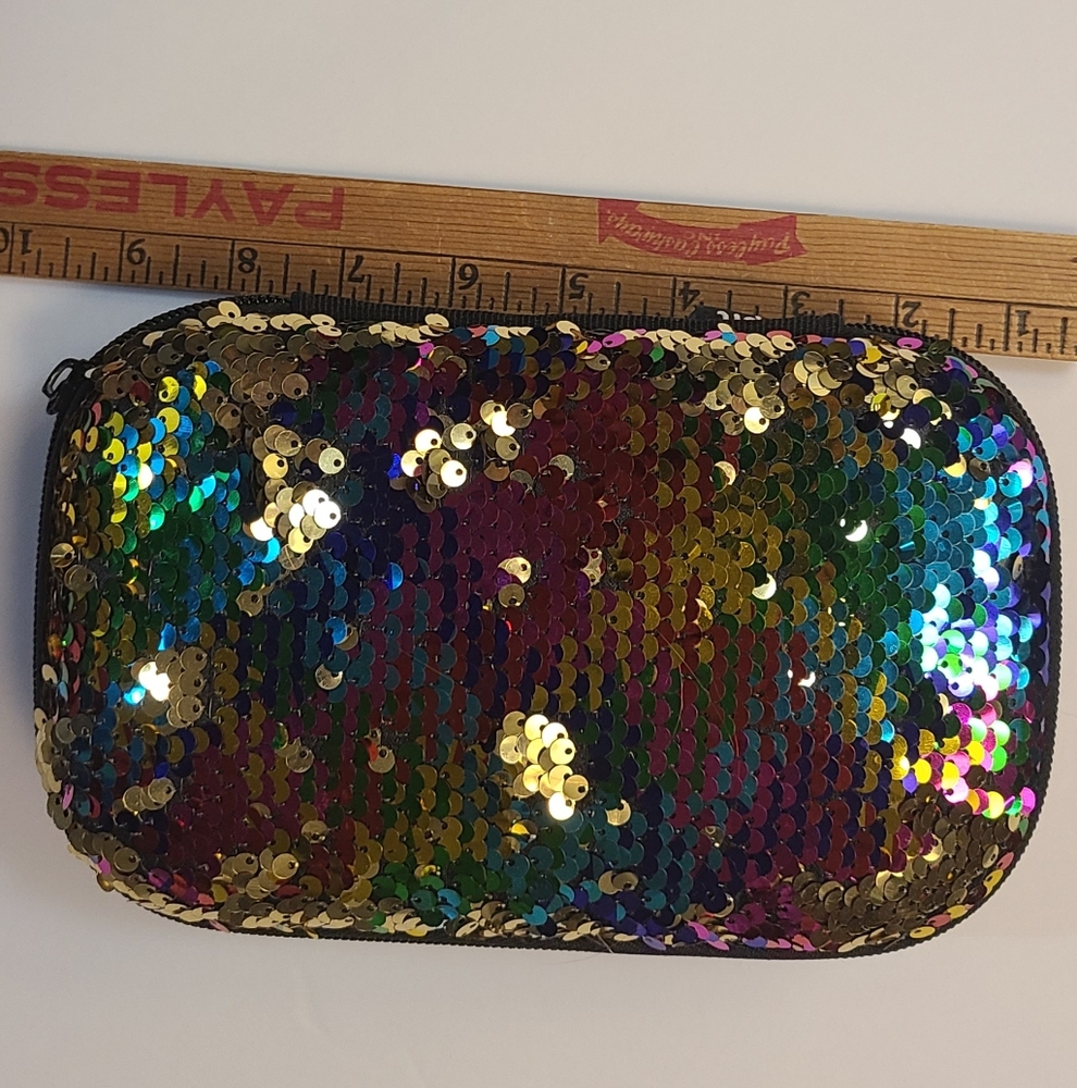 ZIPIT Sequin Pencil Case - Gold and Black